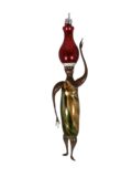 African lady green dress- red jug