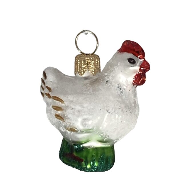 chrismtasstory, christmastree, glassornament, glasschristmasornament, lady justice, vrouwjusticia, santa claus, kerstman, kip, chicken, bird, vogel, animal dier, lunch