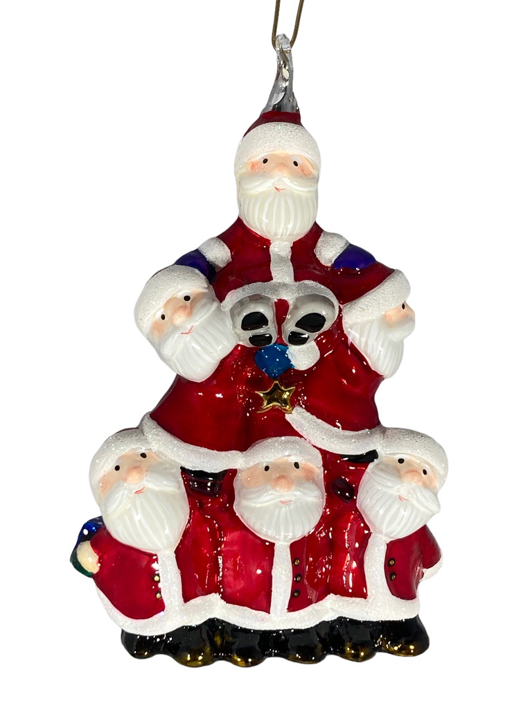 Santa Claus, kerstman, vintage christmas, retired ornaments, Christopher Radko ornaments, kerst, christmas, glass ornaments, christmas nostalgie, bag of gifts Santa piramid, toren van kerstmannen, santa having fun,