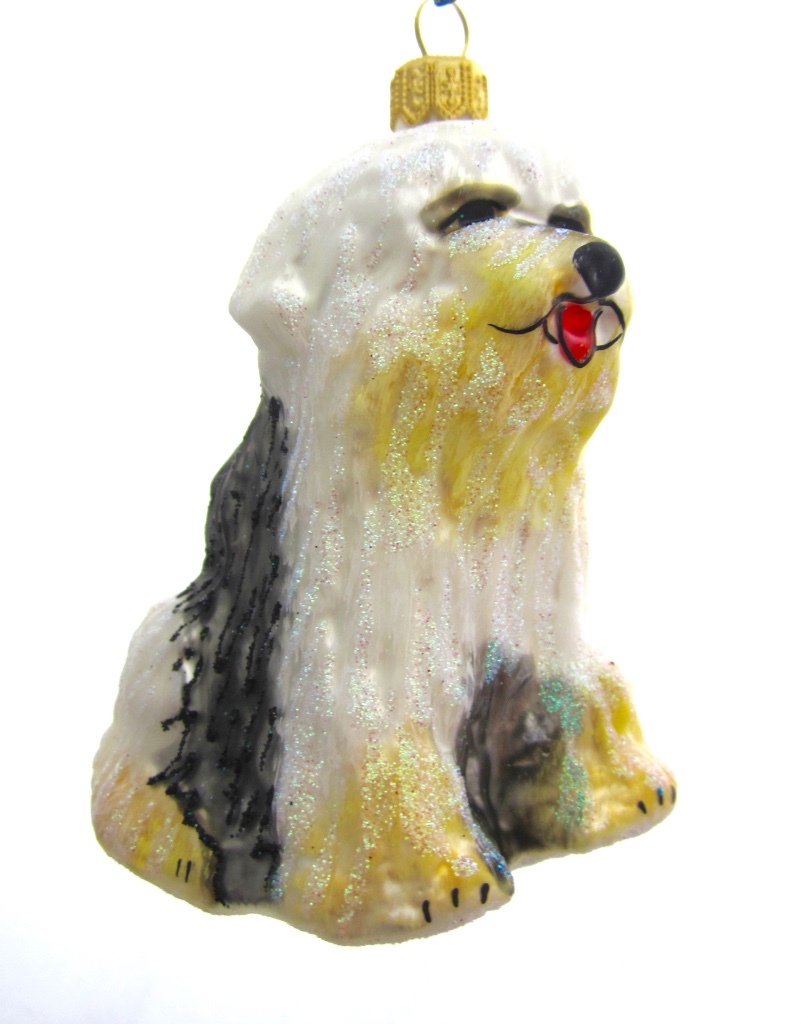 bobtail, haarbal , hond, dog, dier, animal, farm animal, boerderij dier, wildwest, cowboys and indians, kerst, chirstmas, christmastree, kerstboom, holiday onament, glasornament, glazen kerstbal, nostalgia,