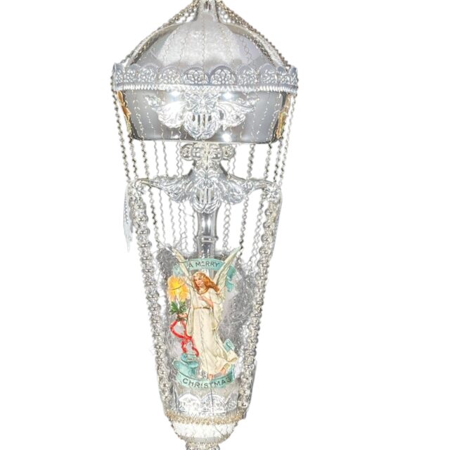 Victorian glass ornament with tinsel details, high qualtiy hnadmade, european work, piece unuqie, one of a kind. Very beautriful as a solitare on the window.