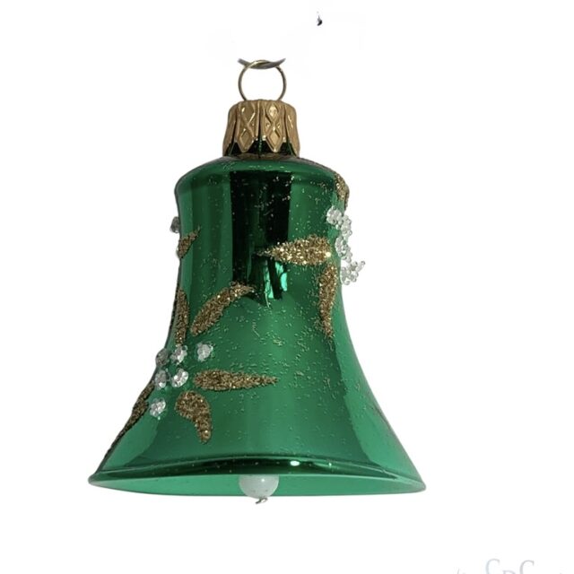 A classic a green bell, every time the bell sounds an éngel gets it's wings. a must have glass ornament for your christmastee,