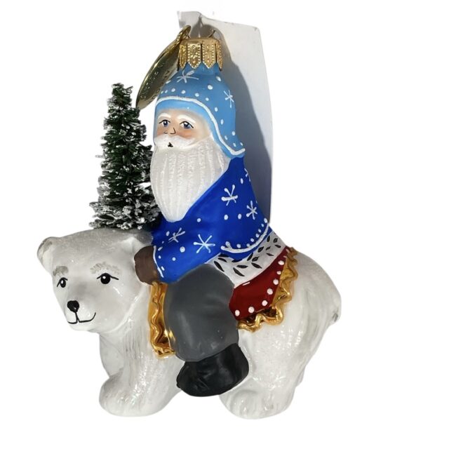 Santa on a polar bear, Kerstman op ijsbeer, glass ornament, christmas, kerst, kerstboom, chriztmastree, folklore,