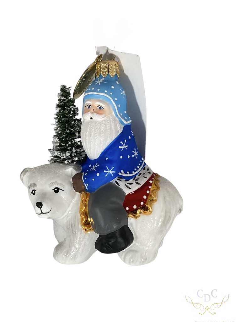 Santa on a polar bear, Kerstman op ijsbeer, glass ornament, christmas, kerst, kerstboom, chriztmastree, folklore,