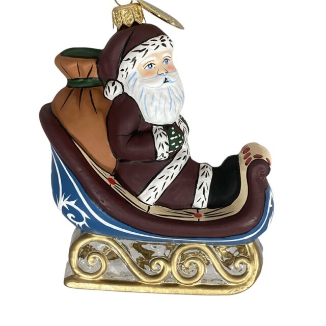 Vaillancourt : Santa in a Sled - Kerstman in slee, santa claus, kerstan, kerstboom, chrsitmastree, glassornaments, christmastoys, xmas deco, weihnachtsmann