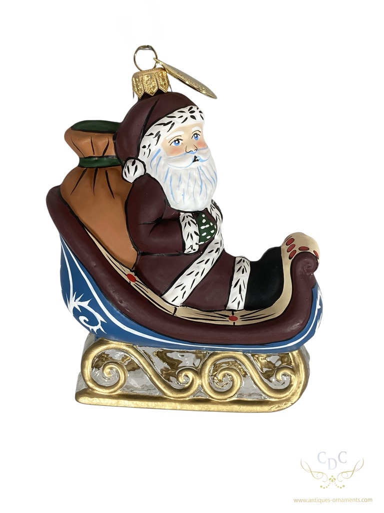 Vaillancourt : Santa in a Sled - Kerstman in slee, santa claus, kerstan, kerstboom, chrsitmastree, glassornaments, christmastoys, xmas deco, weihnachtsmann
