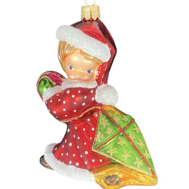 Girl with kite, meisje met vlieger, meisje, girl, fun, playtime, glassornament, kerstboom, kerstverisering, christmasdecoration,
