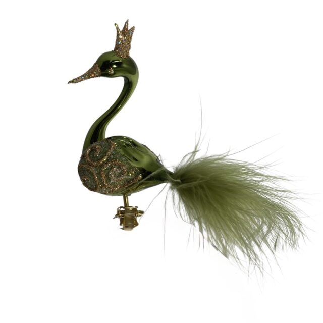 dark green swan, donker groene zwaan, glassornament, christmasdecoration, kerstversiering, kerstboom, christmastree, gird, vogel, animal, dier