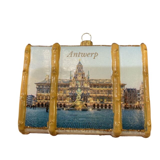 Antwerp suitcase for the tourist who want to remember their visti to our city by using a christmas ornament.