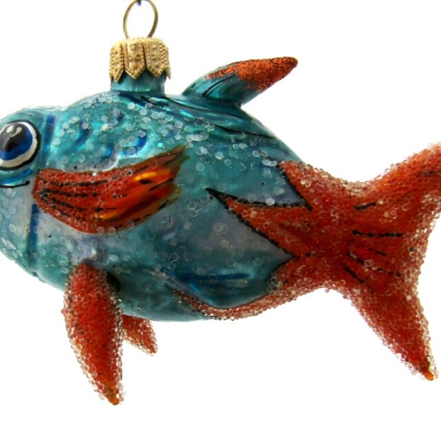blue/ornage fish, vis, zeedier, sealife, dier, animal, christmas decoration, kerstversiering, Xmastoys, christmastree, kerstboom,
