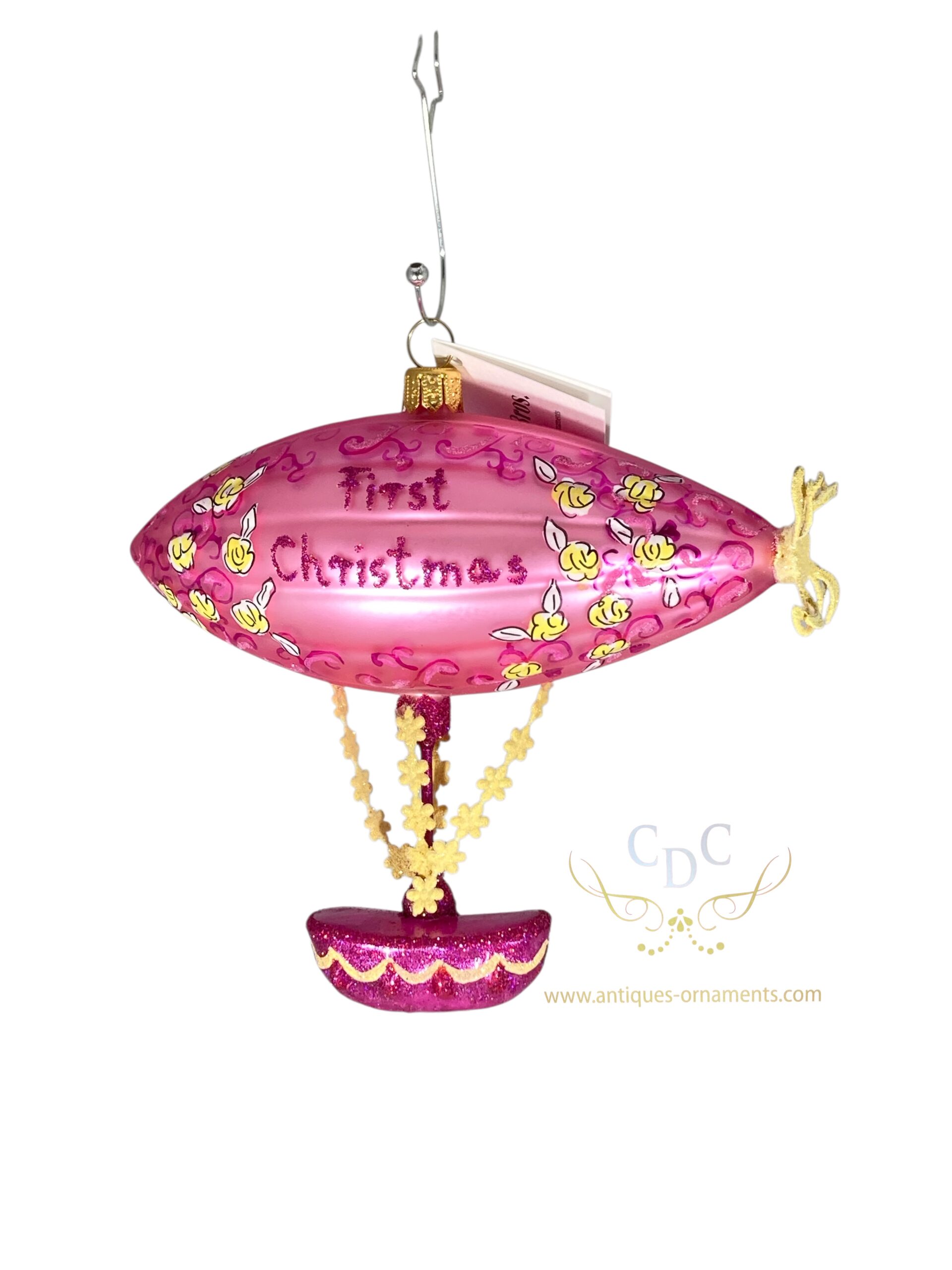 Blue zeppelin, baby's first christmas ornament to remember, to cherish and to love, a keepsake for your christmastree to you. can leater pass on to the child for his personal tree